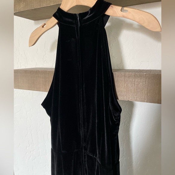 Crystal Doll| Black Velvet Jumpsuit in Flare, Wide Leg, Sleeveless, High Neck••• - Picture 4 of 12